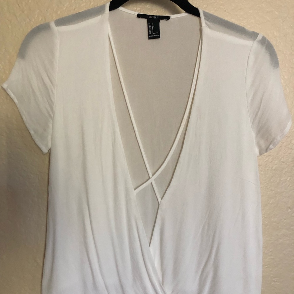 White Criss Cross Crop Blouse